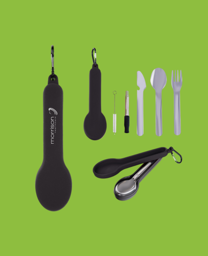Image of Travel Utensil Set With Silicone Holder