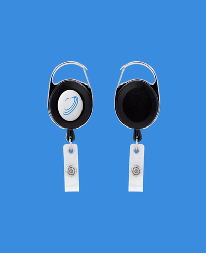 Image of Oval Metal Retractable Badge Reel with Carabiner 