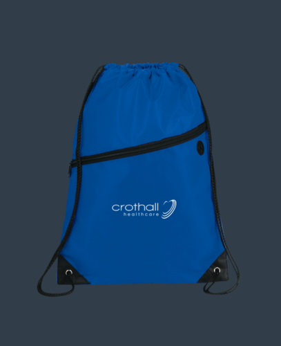 Robin Drawstring Polyester Bag with Front Zipper Pocket image thumbnail