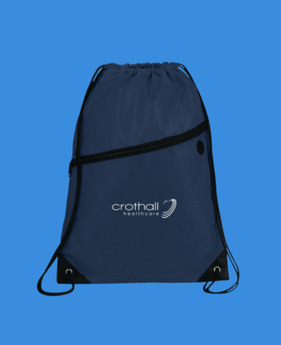 Image of Robin Drawstring Polyester Bag with Front Zipper Pocket