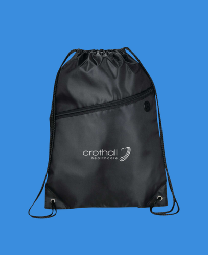 Robin Drawstring Polyester Bag with Front Zipper Pocket image thumbnail