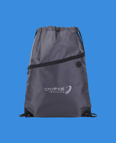 Robin Drawstring Polyester Bag with Front Zipper Pocket image thumbnail