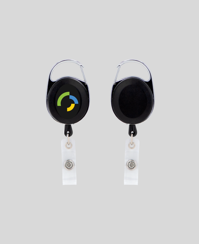 Image of Oval Metal Retractable Badge Reel with Carabiner  