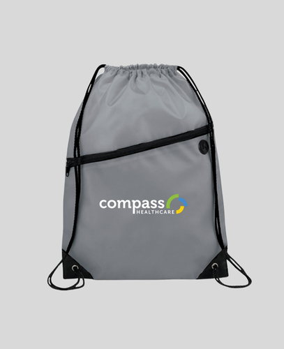 Robin Drawstring Polyester Bag with Front Zipper Pocket image thumbnail