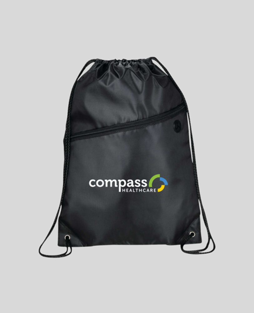 Robin Drawstring Polyester Bag with Front Zipper Pocket primary image