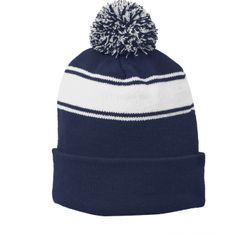Image of Sport-Tek® Stripe Pom Pom Beanie