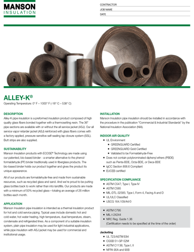 Alley-K Pipe Data Sheet - pack of 25 image thumbnail