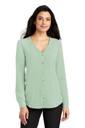 Image of Port Authority Ladies Long Sleeve Button-Front Blouse. LW700