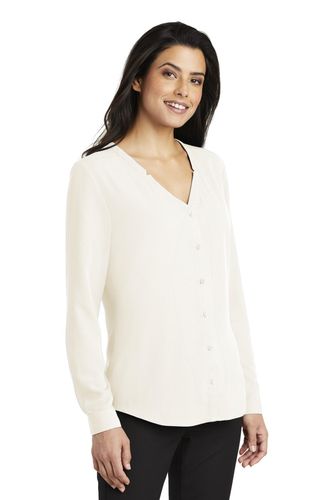Port Authority Ladies Long Sleeve Button-Front Blouse. LW700 image thumbnail