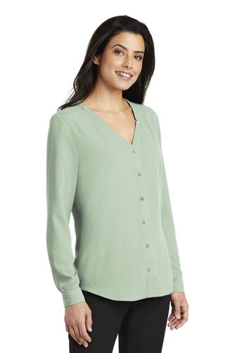 Port Authority Ladies Long Sleeve Button-Front Blouse. LW700 image thumbnail