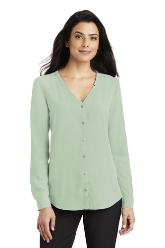 Port Authority Ladies Long Sleeve Button-Front Blouse. LW700 image thumbnail