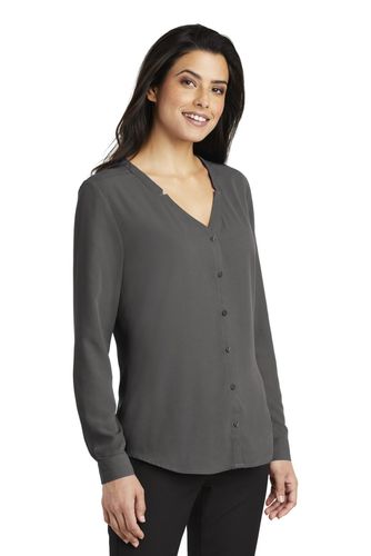 Port Authority Ladies Long Sleeve Button-Front Blouse. LW700 image thumbnail