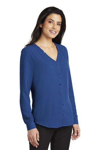 Port Authority Ladies Long Sleeve Button-Front Blouse. LW700 image thumbnail