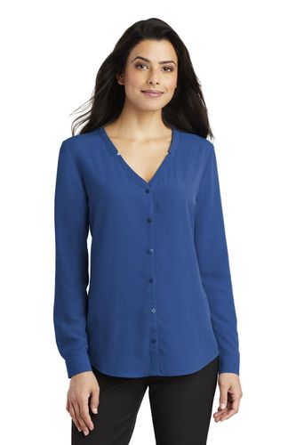 Port Authority Ladies Long Sleeve Button-Front Blouse. LW700 image thumbnail