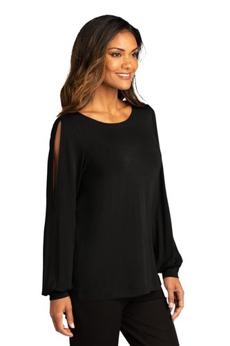 Port Authority Ladies Luxe Knit Jewel Neck Top. LK5600 image thumbnail
