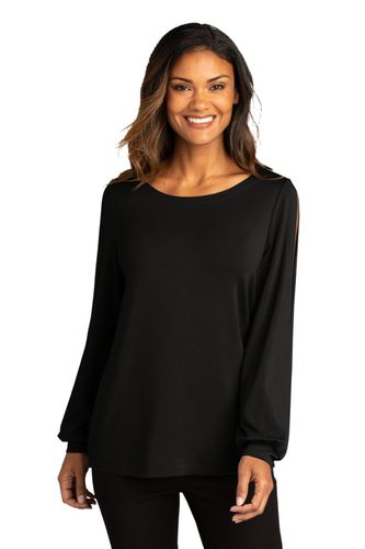 Port Authority Ladies Luxe Knit Jewel Neck Top. LK5600 image thumbnail