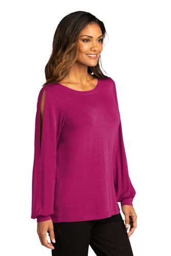 Port Authority Ladies Luxe Knit Jewel Neck Top. LK5600 image thumbnail