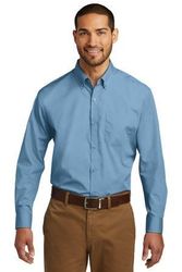 Image of Port Authority Long Sleeve Carefree Poplin Shirt. W100
