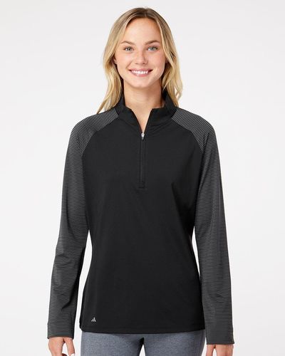Women's Stripe Block Quarter-Zip Pullover - A521 image thumbnail