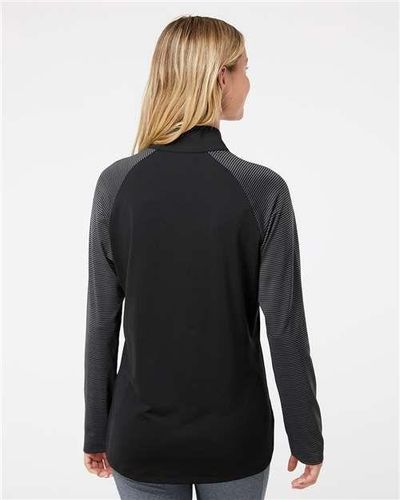 Women's Stripe Block Quarter-Zip Pullover - A521 image thumbnail