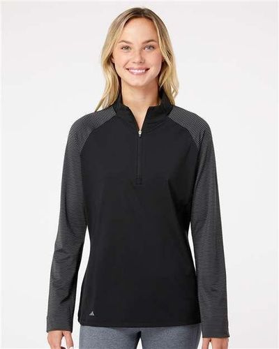 Women's Stripe Block Quarter-Zip Pullover - A521 image thumbnail