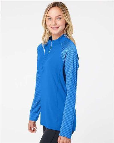 Women's Stripe Block Quarter-Zip Pullover - A521 image thumbnail