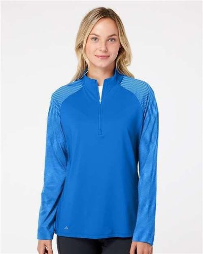 Women's Stripe Block Quarter-Zip Pullover - A521 image thumbnail