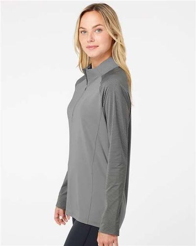 Women's Stripe Block Quarter-Zip Pullover - A521 image thumbnail