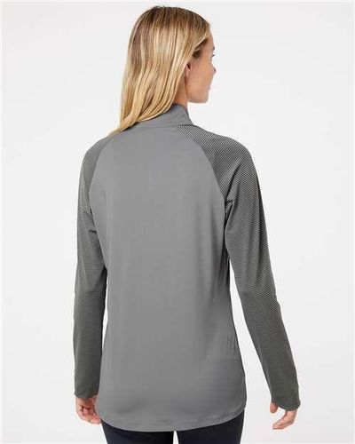 Women's Stripe Block Quarter-Zip Pullover - A521 image thumbnail