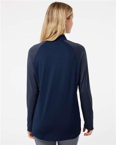 Women's Stripe Block Quarter-Zip Pullover - A521 image thumbnail