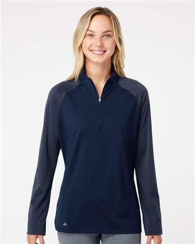 Women's Stripe Block Quarter-Zip Pullover - A521 image thumbnail