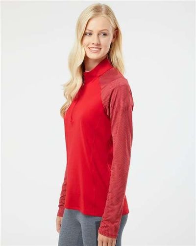 Women's Stripe Block Quarter-Zip Pullover - A521 image thumbnail