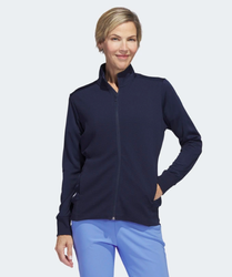 Image of Adidas Textured Full Zip Ladies Jacket - Navy