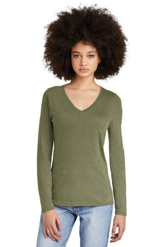 District Women's Perfect Tri Long Sleeve V-Neck Tee DT135 image thumbnail