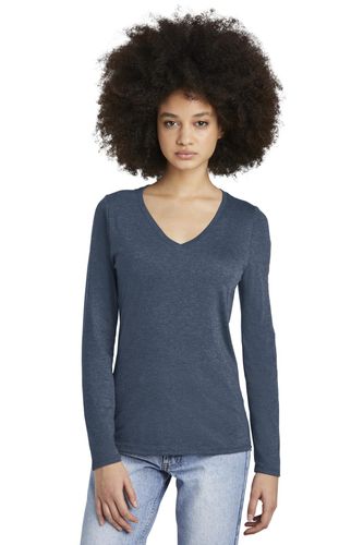District Women's Perfect Tri Long Sleeve V-Neck Tee DT135 image thumbnail