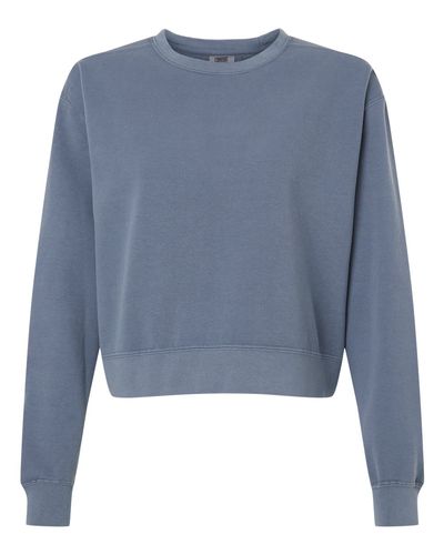 Women's Garment-Dyed Mid-Length Crewneck Sweatshirt - 1566L image thumbnail