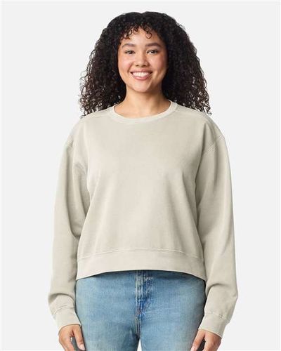 Women's Garment-Dyed Mid-Length Crewneck Sweatshirt - 1566L image thumbnail