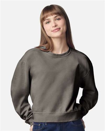 Women's Garment-Dyed Mid-Length Crewneck Sweatshirt - 1566L image thumbnail