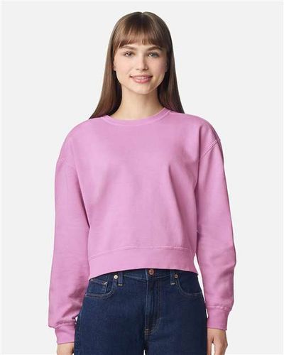Women's Garment-Dyed Mid-Length Crewneck Sweatshirt - 1566L image thumbnail
