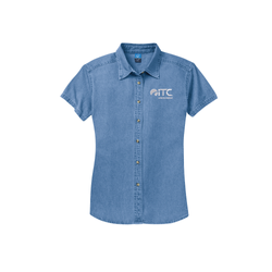 Image of Port & Company - Ladies Short Sleeve Value Denim Shirt. LSP11