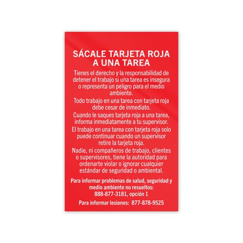 Red Safety Cards with Amplified Logo - Spanish  image thumbnail