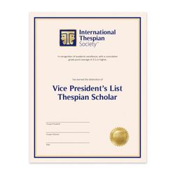 Image of Thespian Vice President List Scholar Certificate (Pack of 5)