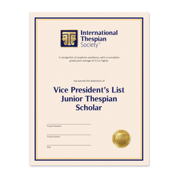 Image of Jr. Thespian Vice President List Scholar Certificate (Pack of 5)