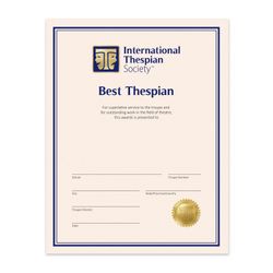 Image of Best Thespian Certificate (Pack of 5)
