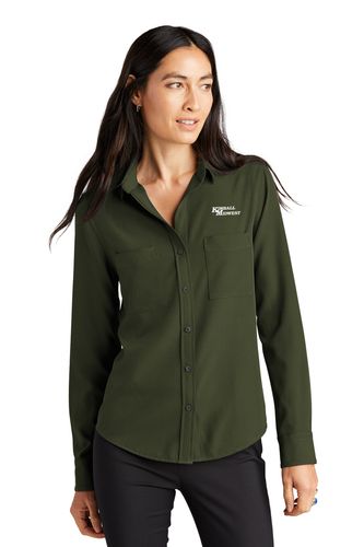  Ladies Stretch Crepe Long Sleeve Camp Blouse image thumbnail