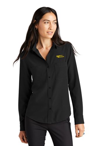  Ladies Stretch Crepe Long Sleeve Camp Blouse image thumbnail