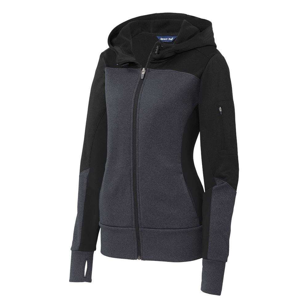 Sport-Tek Ladies Tech Fleece Colorblock Full-Zip Hooded Jacket primary image
