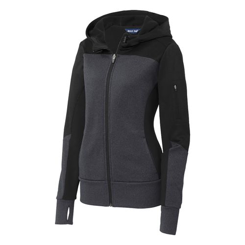 Sport-Tek Ladies Tech Fleece Colorblock Full-Zip Hooded Jacket image thumbnail