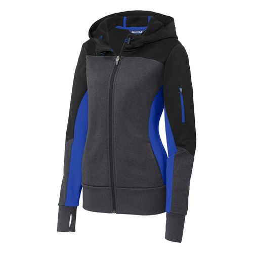 Sport-Tek Ladies Tech Fleece Colorblock Full-Zip Hooded Jacket image thumbnail