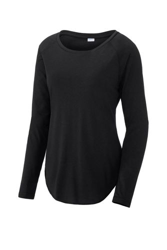 Sport-Tek Ladies PosiCharge Long Sleeve Tri-Blend Wicking Scoop Neck Raglan Tee LST400LS image thumbnail